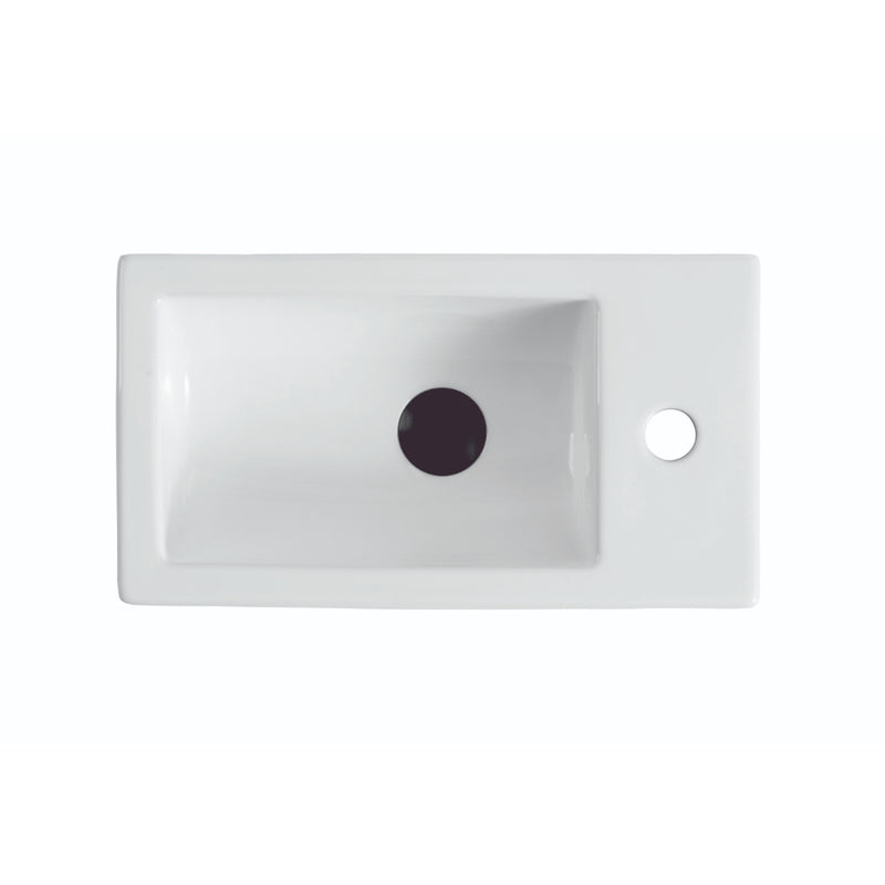 455mm Gloss White Wall Hung Basin - Right Taphole - Acqua Bathrooms