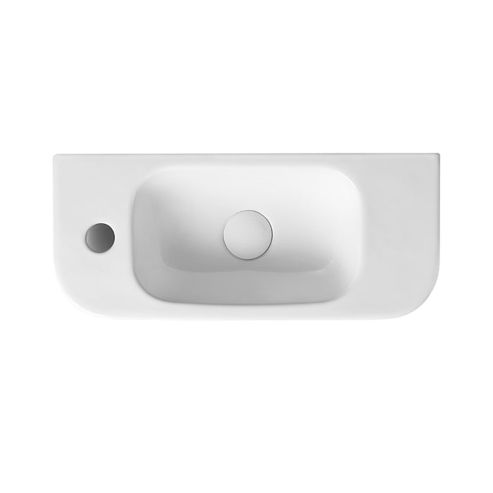 500mm Gloss White Wall Hung Basin - Left Taphole - Acqua Bathrooms