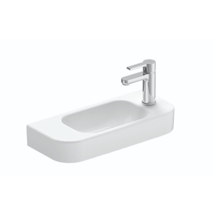 500mm Gloss White Wall Hung Basin - Right Taphole - Acqua Bathrooms