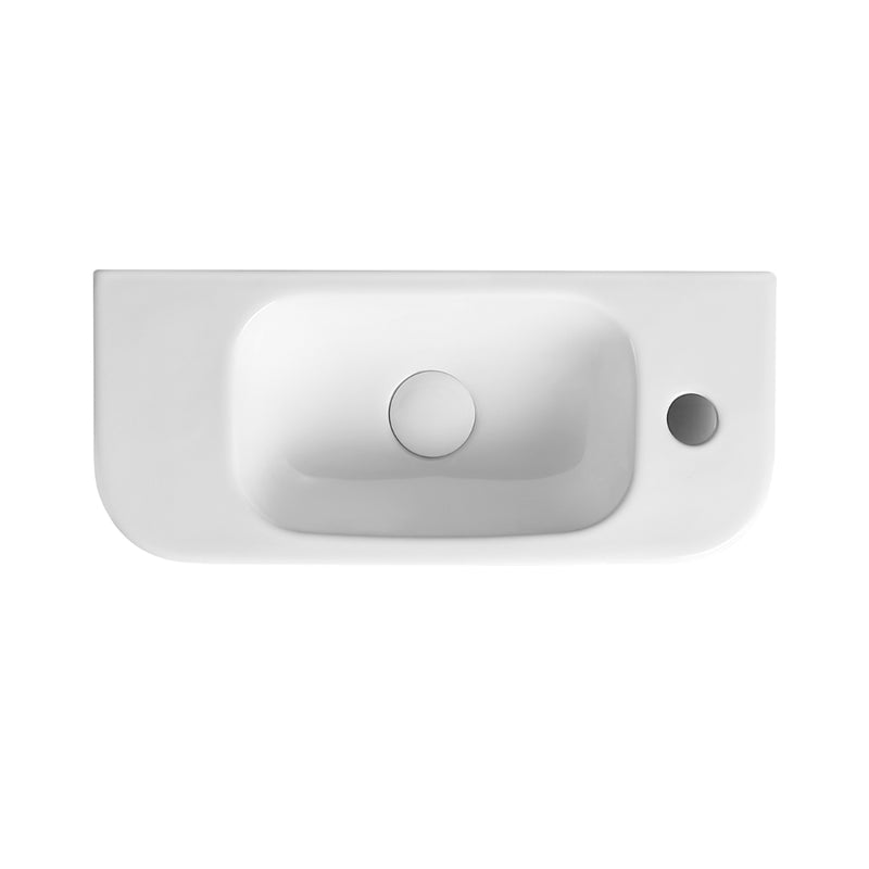 500mm Gloss White Wall Hung Basin - Right Taphole - Acqua Bathrooms