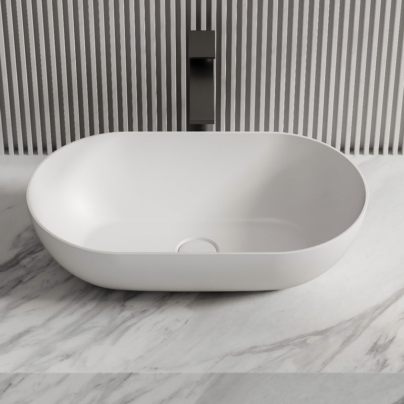 Luma 560mm Solid Surface Stone Oval Above Counter Basin