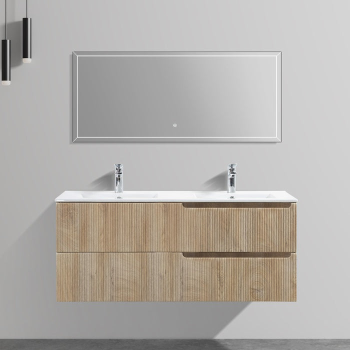 Indulge | Kelsa 1200 Double Fluted White Oak Wall Hung Vanity - Acqua Bathrooms