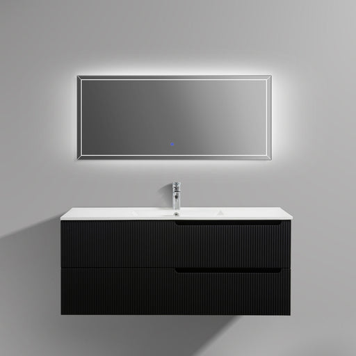 Indulge | Kelsa 1200 Fluted Matte Black Wall Hung Vanity - Acqua Bathrooms