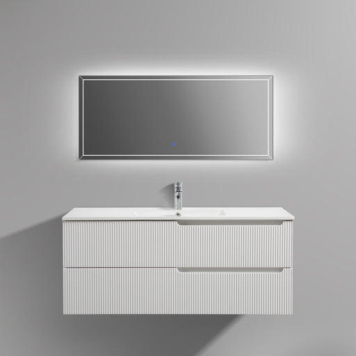 Indulge | Kelsa 1200 Fluted Matte White Wall Hung Vanity - Acqua Bathrooms