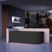 Kelsa Fluted 1500mm Matte Black Corner Fit Designer Round Freestanding Bath - Acqua Bathrooms