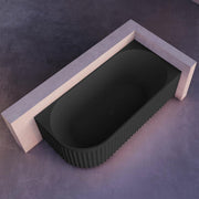 Kelsa Fluted 1500mm Matte Black Corner Fit Designer Round Freestanding Bath - Acqua Bathrooms