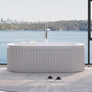 Oasis 1700mm Fluted Matte White Freestanding Bath Tub - Acqua Bathrooms