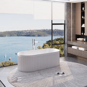 Oasis 1700mm Fluted Matte White Freestanding Bath Tub - Acqua Bathrooms