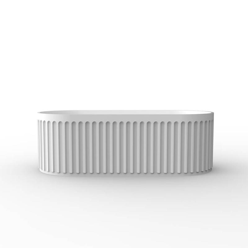 Oasis 1700mm Fluted Matte White Freestanding Bath Tub - Acqua Bathrooms