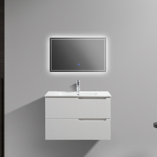 Indulge | Kelsa 750 Fluted Matte White Wall Hung Vanity - Acqua Bathrooms