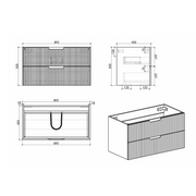 Kelsa 900 Fluted White Oak Wall Hung Vanity - Acqua Bathrooms