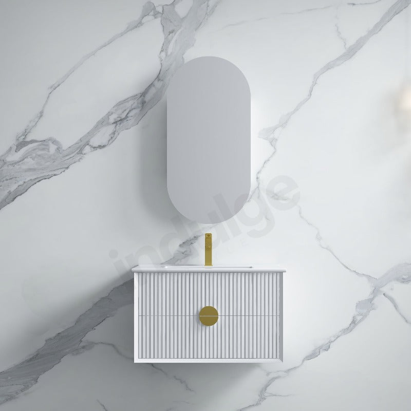 Infinity | Kingo 750 Matte White Fluted Wall Hung Vanity - Acqua Bathrooms