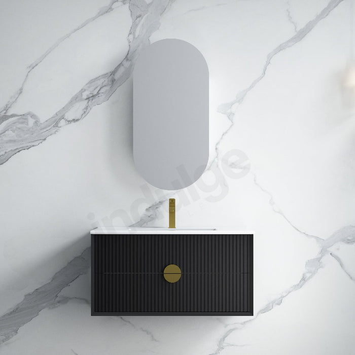 Infinity | Kingo 900 Matte Black Fluted Wall Hung Vanity - Acqua Bathrooms