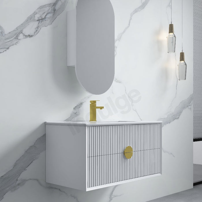 Infinity | Kingo 900 Matte White Fluted Wall Hung Vanity - Acqua Bathrooms