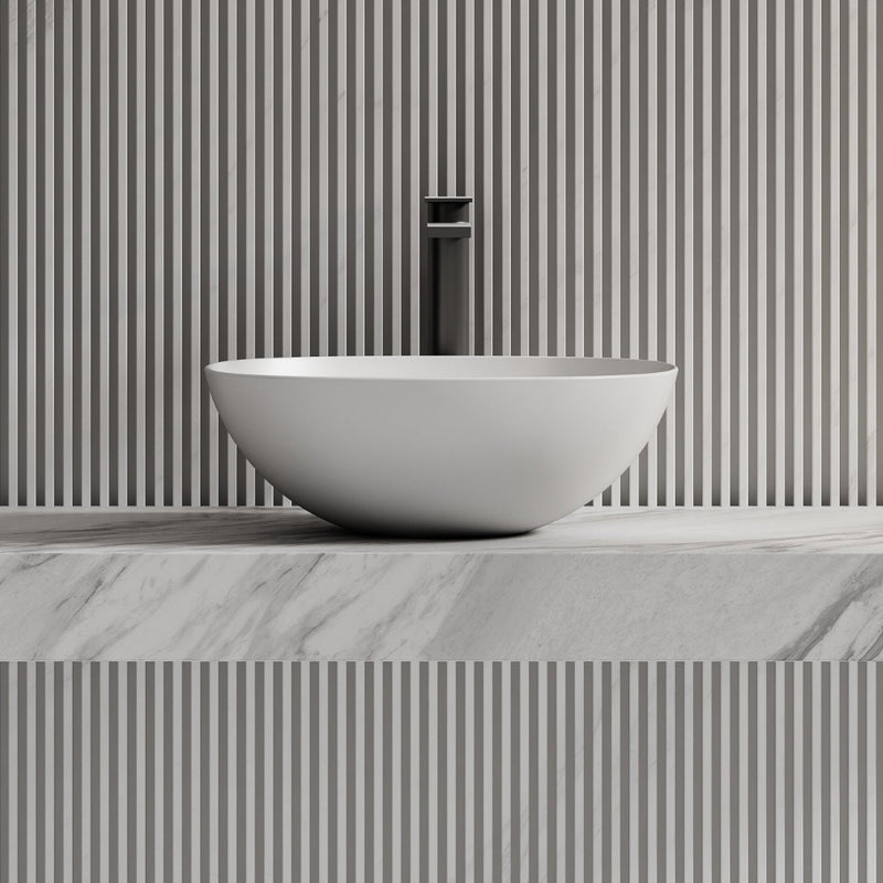 Kira 430mm Solid Surface Stone Soft Square Above Counter Basin