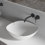 Kira 430mm Solid Surface Stone Soft Square Above Counter Basin - Acqua Bathrooms