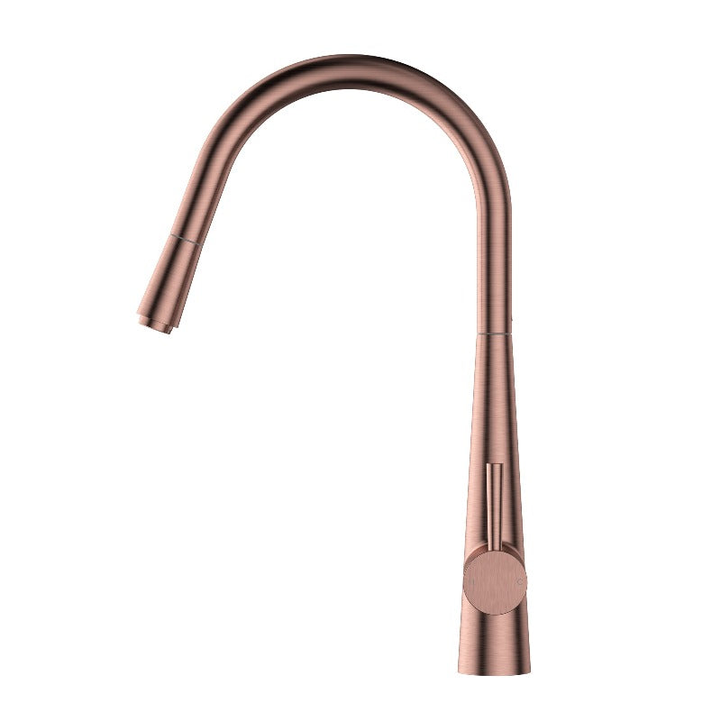 Kasper Champagne Round Pull-Out Kitchen Mixer - Acqua Bathrooms