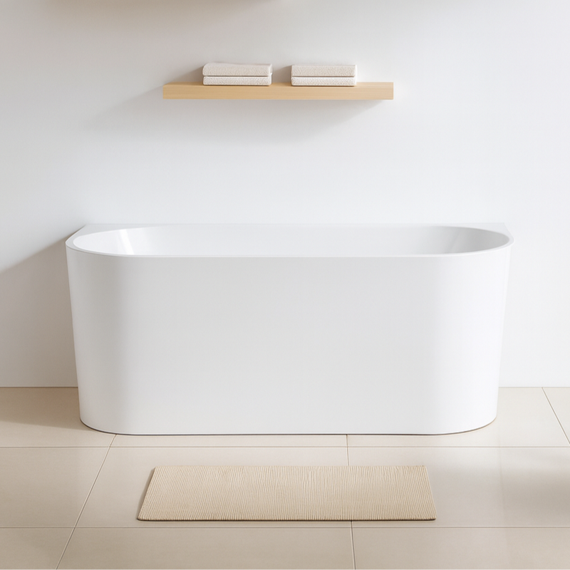 Lara 1400 Back to Wall Freestanding Bath Tub - Acqua Bathrooms
