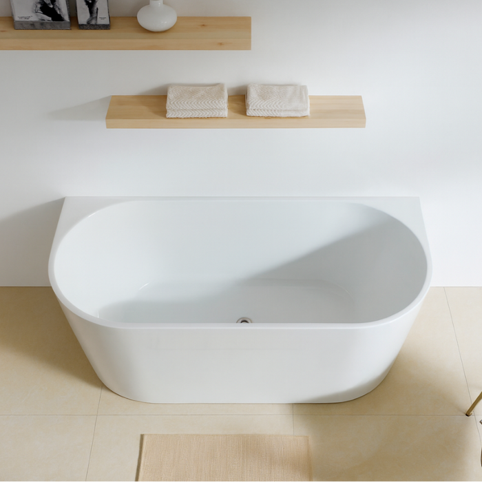 Lara 1400 Back to Wall Freestanding Bath Tub - Acqua Bathrooms