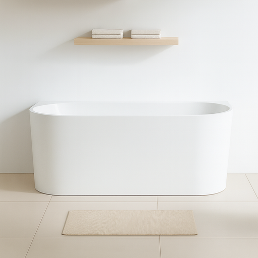 Lara 1700 Matte White Back to Wall Freestanding Bath Tub - Acqua Bathrooms