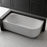 Elara 1700mm Matte White Left Corner Fit Designer Round Freestanding Bath - Acqua Bathrooms