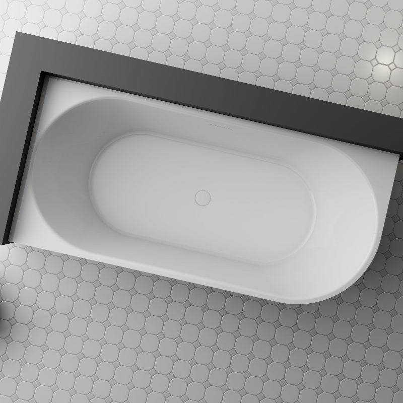 Elara 1700mm Matte White Left Corner Fit Designer Round Freestanding Bath - Acqua Bathrooms