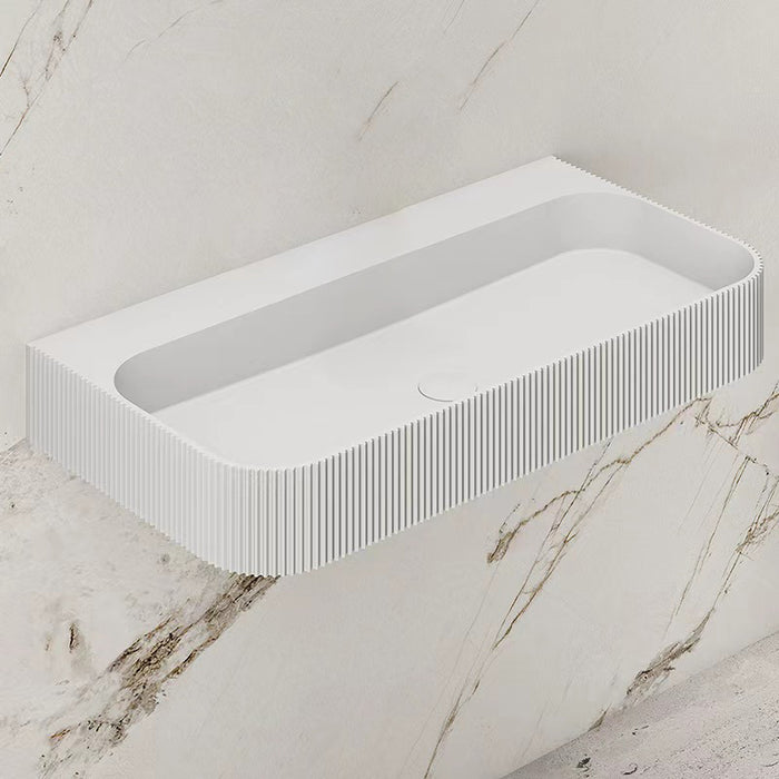 Linea 900mm Solid Surface Fluted Stone Wall Hung Basin