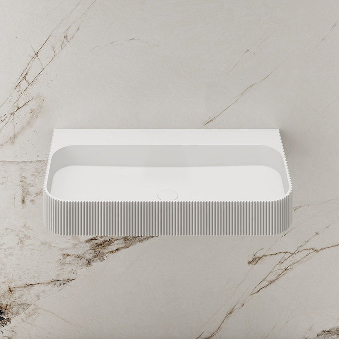 Linea 900mm Solid Surface Fluted Stone Wall Hung Basin