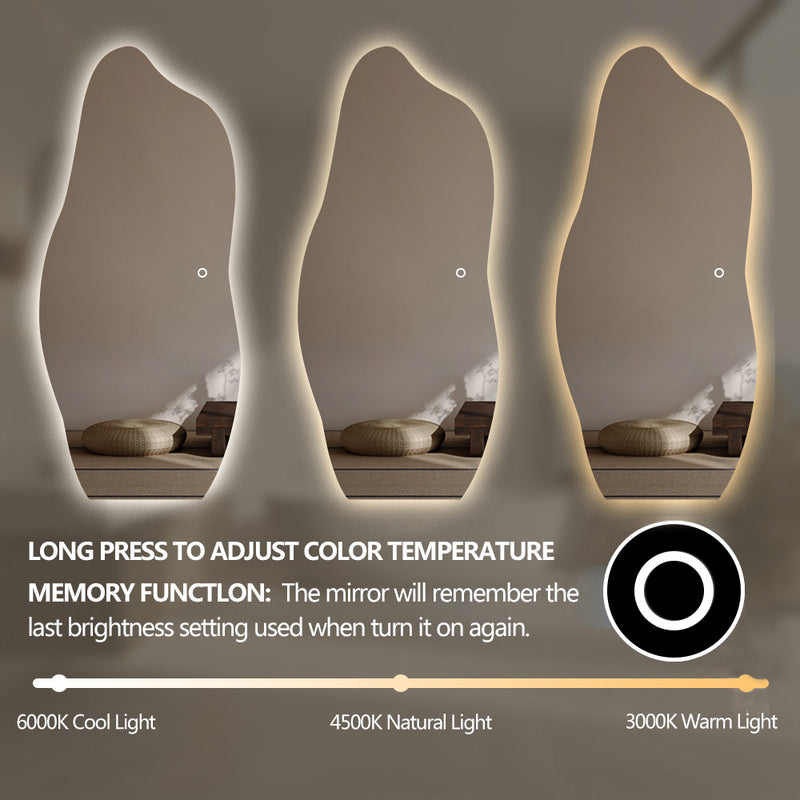 Liora Asymmetrical 800 x 1800 LED Mirror - Three Light Temperatures