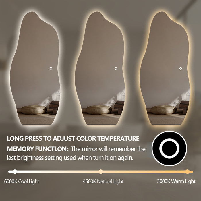 Liora Asymmetrical 800 x 1800 Touchless LED Mirror - Three Light Temperatures