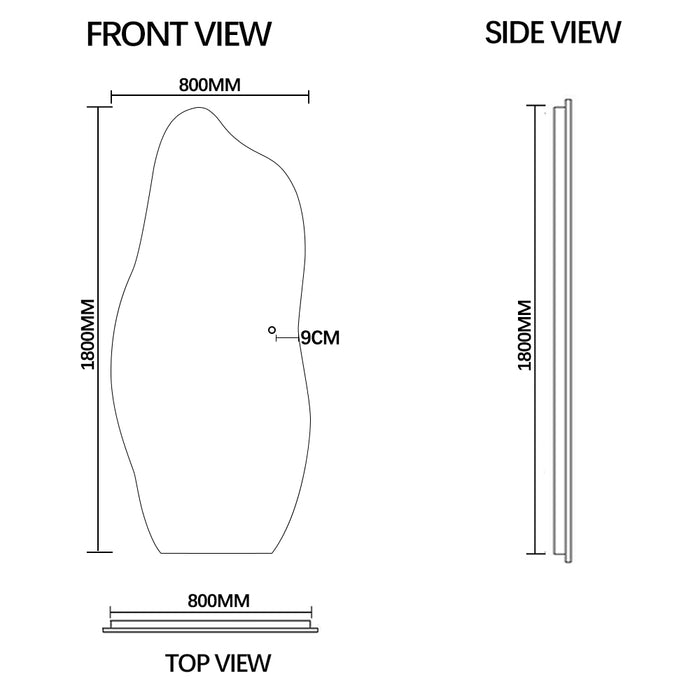 Liora Asymmetrical 800 x 1800 Touchless LED Mirror - Three Light Temperatures