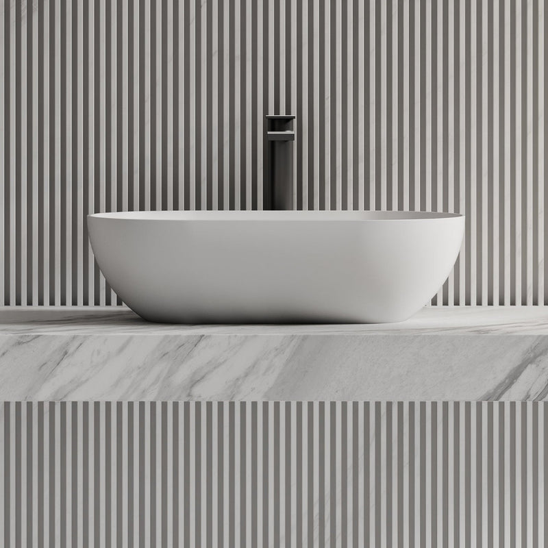 Luma 560mm Solid Surface Stone Oval Above Counter Basin