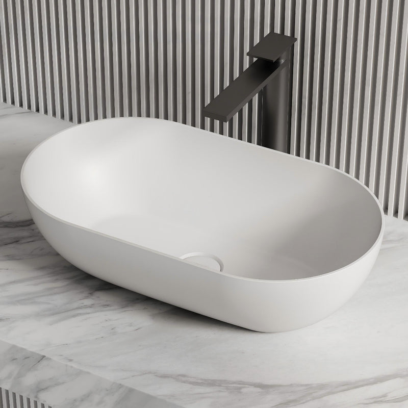 Luma 560mm Solid Surface Stone Oval Above Counter Basin