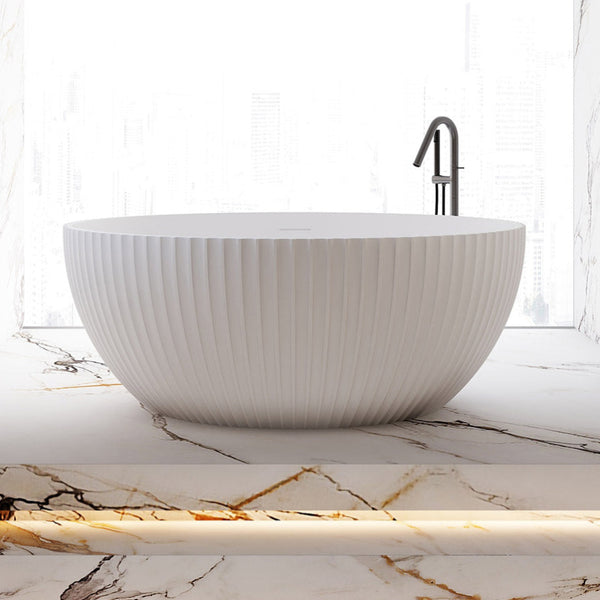 Lumira 1500mm Round Fluted Matte White Designer Freestanding Bath