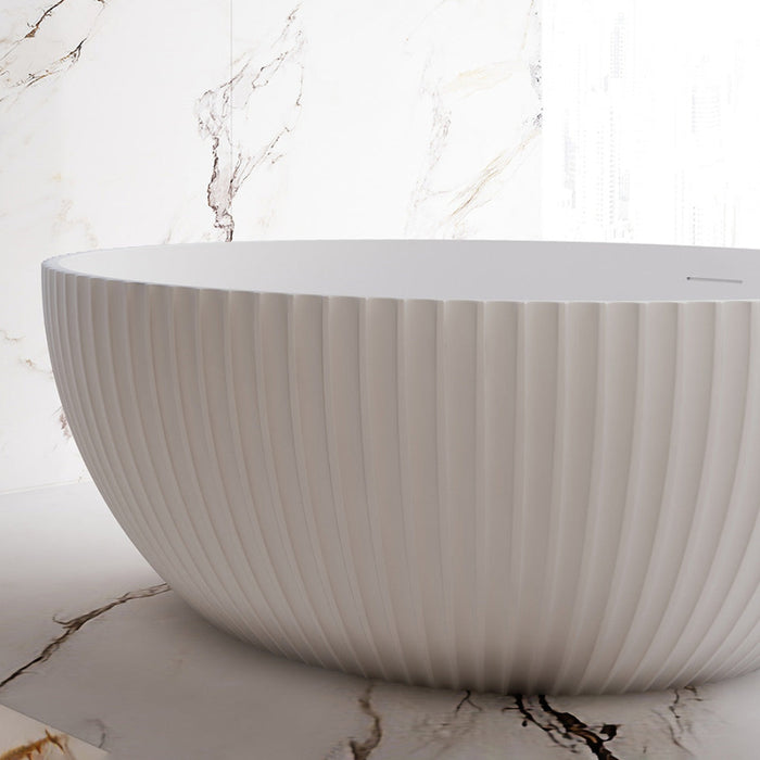 Lumira 1500mm Round Fluted Matte White Designer Freestanding Bath