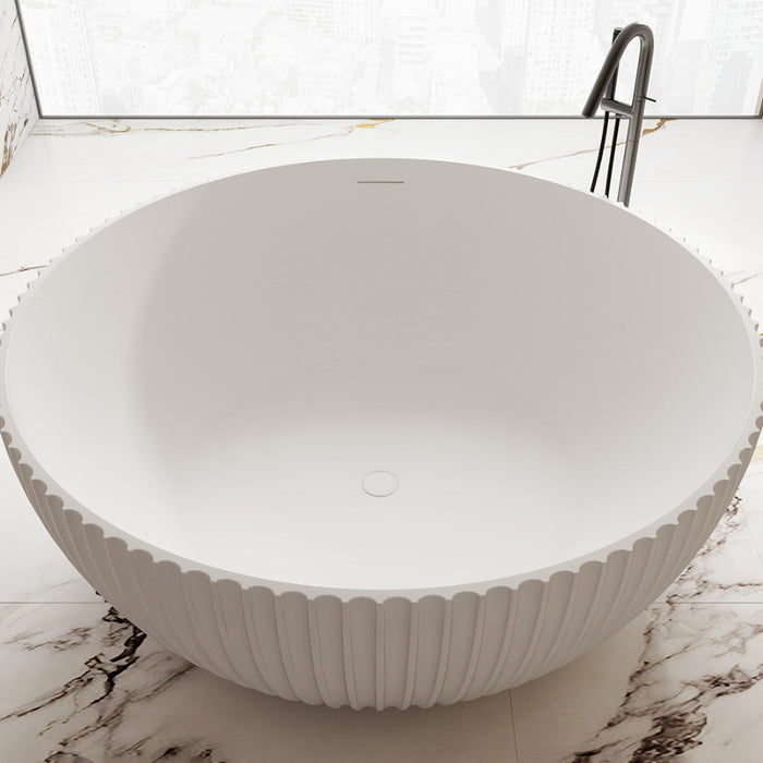 Lumira 1500mm Round Fluted Matte White Designer Freestanding Bath