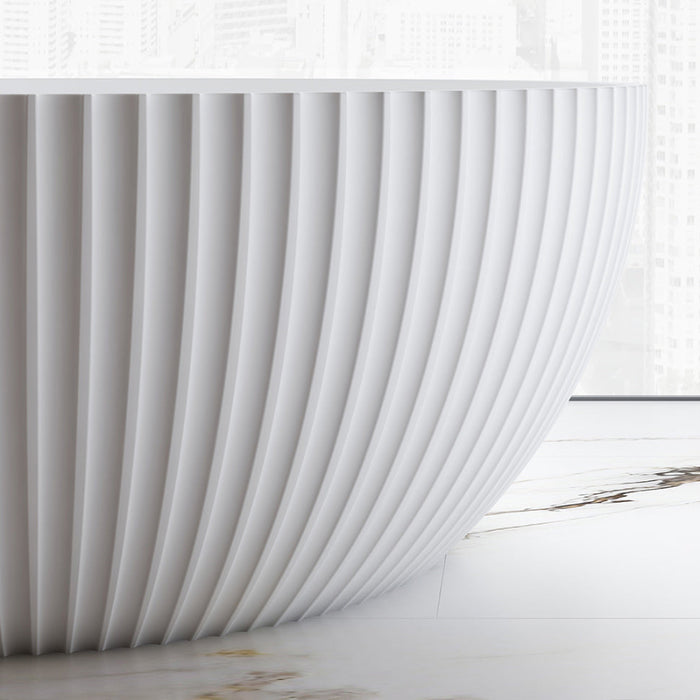 Lumira 1500mm Round Fluted Matte White Designer Freestanding Bath