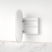 Luna LED Matte White Oval Pill Shaving Cabinet - Acqua Bathrooms