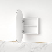 Luna Matte White Oval Pill Shaving Cabinet - Acqua Bathrooms