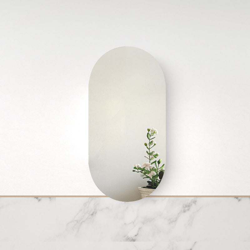 Luna Light Walnut Oval Pill Shaving Cabinet - Acqua Bathrooms