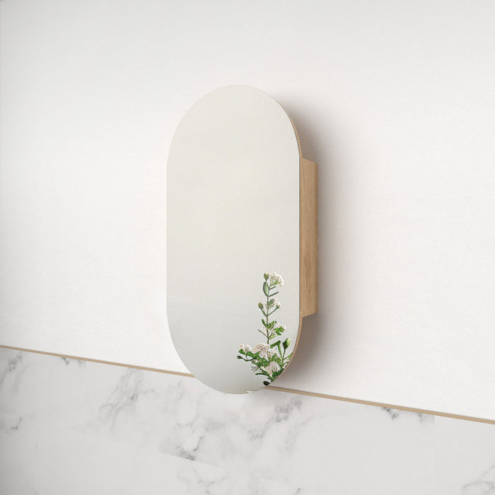 Luna Light Walnut Oval Pill Shaving Cabinet - Acqua Bathrooms