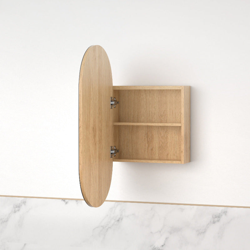 Luna Light Walnut Oval Pill Shaving Cabinet - Acqua Bathrooms