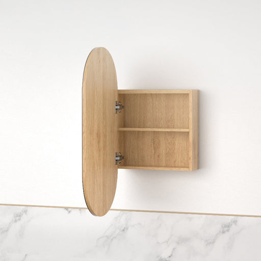 Luna Light Walnut Oval Pill Shaving Cabinet - Acqua Bathrooms