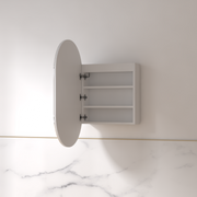 Luna LED 600 x 1000 Matte White Oval Pill Shaving Cabinet - Acqua Bathrooms