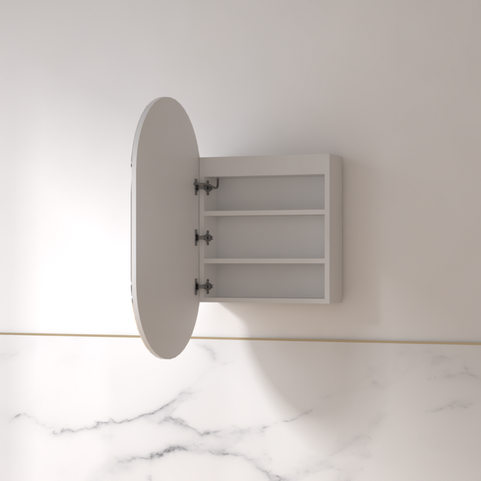 Luna LED 600 x 1000 Matte White Oval Pill Shaving Cabinet - Acqua Bathrooms