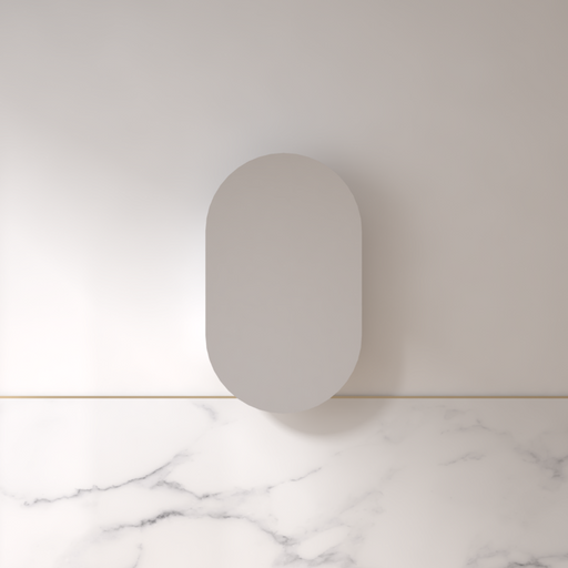 Luna 600 x 1000 Matte White Oval Pill Shaving Cabinet - Acqua Bathrooms