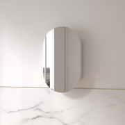 Luna 600 x 1000 Matte White Oval Pill Shaving Cabinet - Acqua Bathrooms