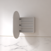 Luna 600 x 1000 Matte White Oval Pill Shaving Cabinet - Acqua Bathrooms