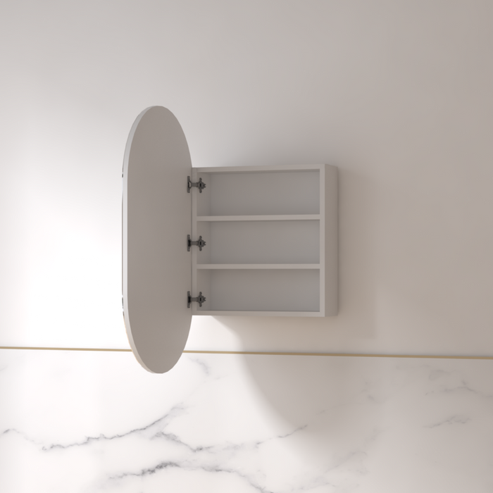Luna 600 x 1000 Matte White Oval Pill Shaving Cabinet - Acqua Bathrooms