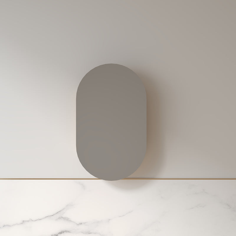 Luna 600 x 1000 Light Walnut Oval Pill Shaving Cabinet